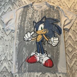 Sonic The Hedgehog Logo Men's T Shirt Sega Retro Distressed Graphic Tee Medium